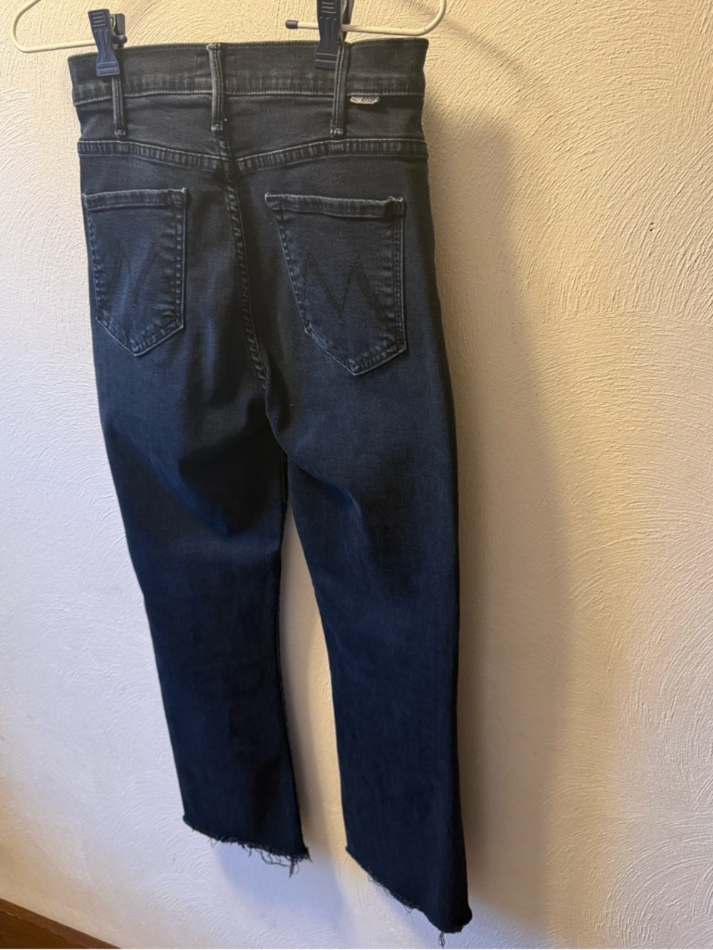 Mother The Hustler Ankle Fray Denim Raw Hem Cropped Sz 27 Straight Leg Dark Wash - Picture 3 of 6